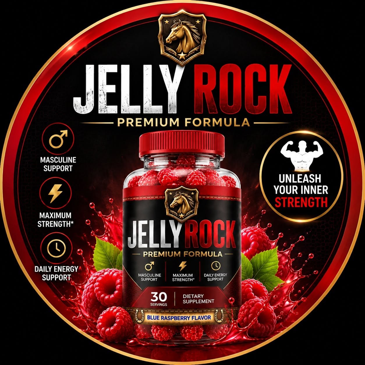 JellyRock Gummies premium formula bottle with fruit accents